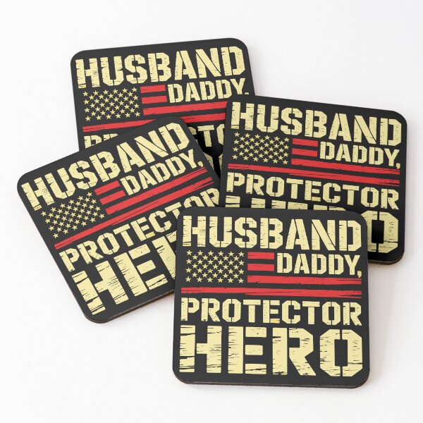 Item preview, Husband Daddy Protector Hero American Flag Vintage Dad Shirt designed and sold by designleon19.