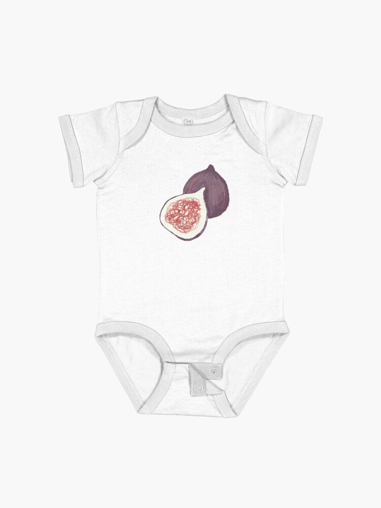 Thumbnail 1 of 2, Baby One-Piece, Fig fruit watercolour and charcoal drawing designed and sold by OkiDokiDesign.