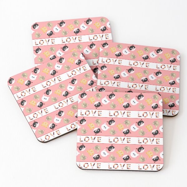 Item preview, Cute Cartoon Cat Heads and Love Pattern designed and sold by overheadclick.