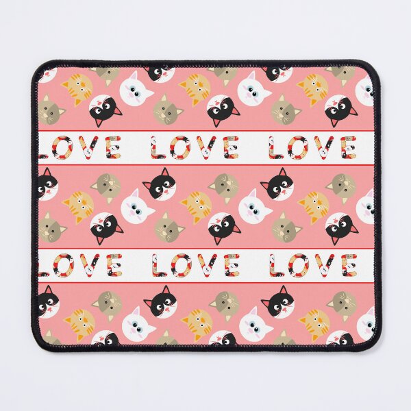 Item preview, Cute Cartoon Cat Heads and Love Pattern designed and sold by overheadclick.