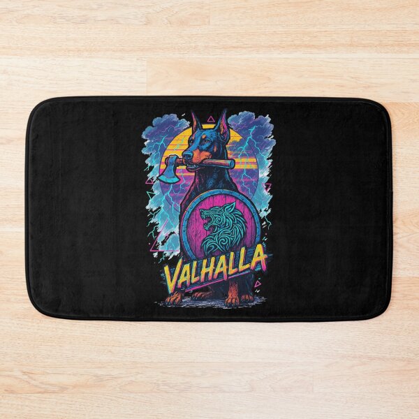 Item preview, Doberman Valhalla Norse Retro Vaporwave designed and sold by TomFrontierArt.