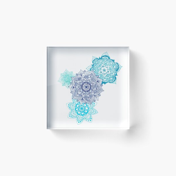 Quadruple Blue Mandalas Acrylic Block
