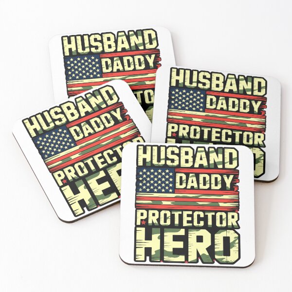 Item preview, Husband Daddy Protector Hero Military Camo American Flag Dad Shirt designed and sold by designleon19.