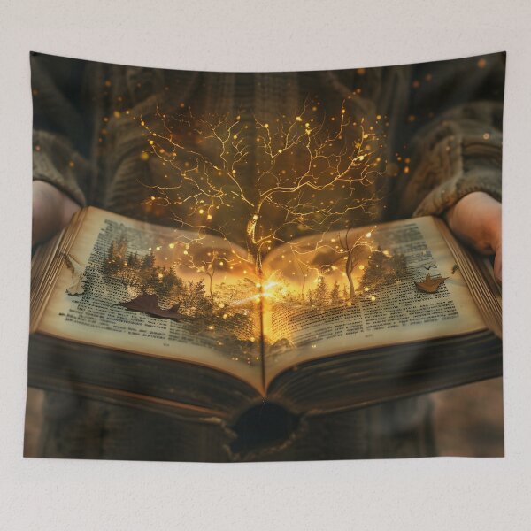 Item preview, Tree of Knowledge — Fantasy Illustration with Glowing Book designed and sold by MatvHelen.