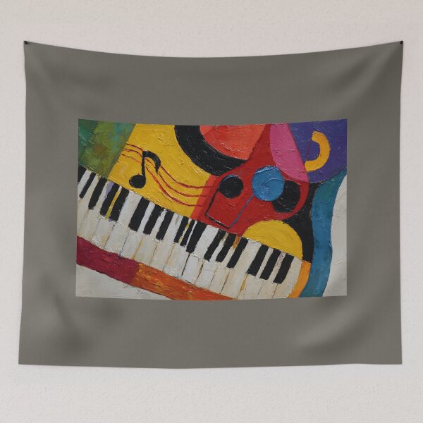 Item preview, Vibrant Abstract Piano and Musical Notes in Bold Geometric Forms Celebrating Rhythm and Creativity designed and sold by OlfactoART Studio.