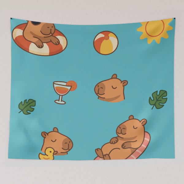 Item preview, Cute capybaras chilling in the summer set designed and sold by Inspiredbydavina.