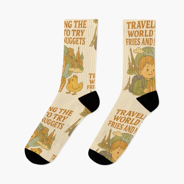 Item preview, Traveling the World for Fries and Nuggets – Funny Vintage Travel Art designed and sold by BeetleDots.