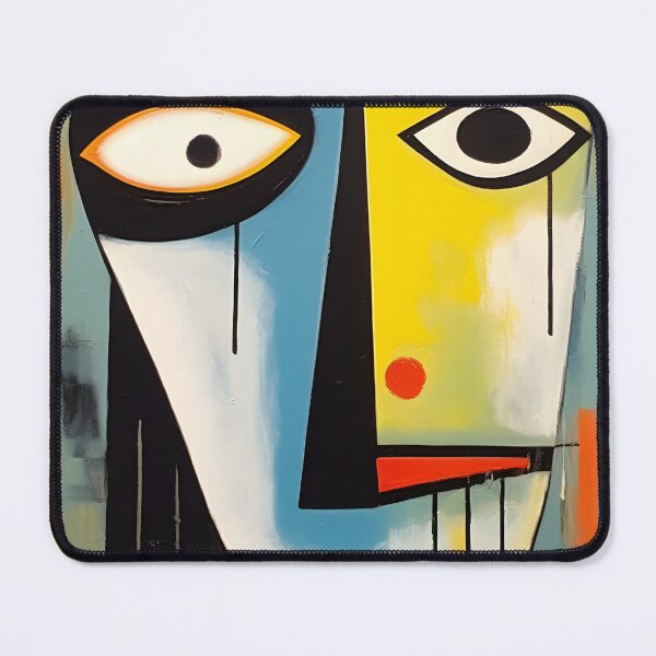 Item preview, Geometric Abstract Face - Bold Expression with Sharp Contrasts and Vibrant Red Yellow and Blue designed and sold by OlfactoART Studio.