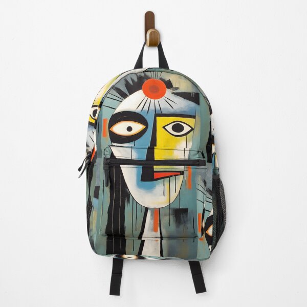 Item preview, Geometric Abstract Face - Bold Expression with Sharp Contrasts and Vibrant Red Yellow and Blue designed and sold by OlfactoART Studio.
