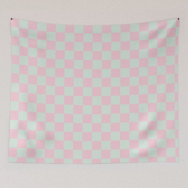 Item preview, Pistachio gelato green and powder pink checkerboard designed and sold by Karf  ..