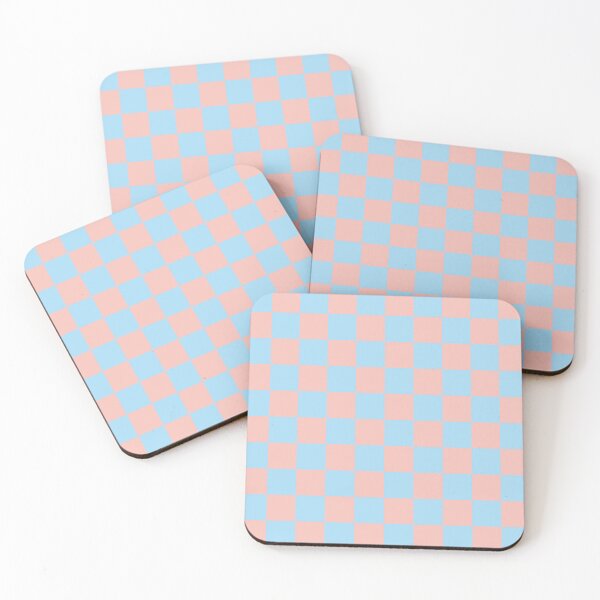 Item preview, Tea rose and crisp sky blue checkerboard designed and sold by Karf  ..