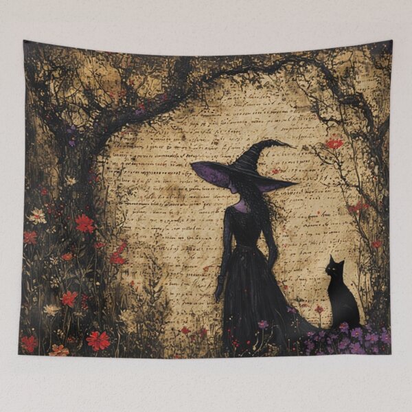 Item preview, Witch and Black Cat designed and sold by TheDarkWardrobe.