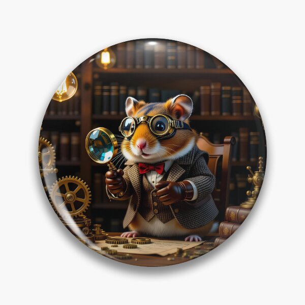 Item preview, Steampunk Hamster Inventor – Cozy Workshop Scene designed and sold by EmeraldeaArt.