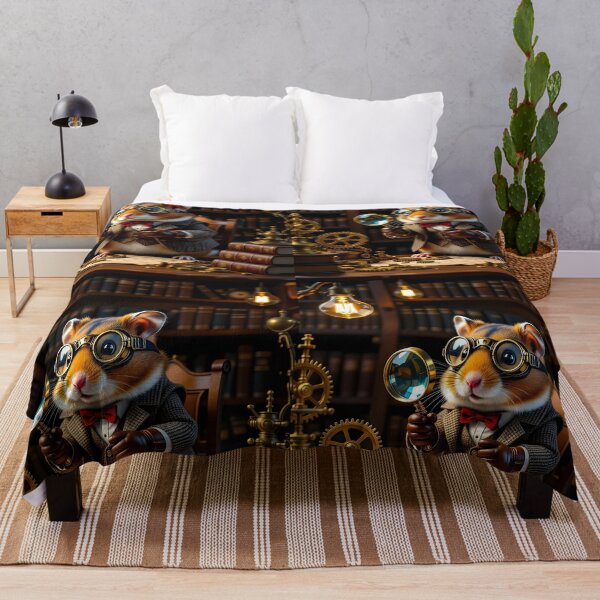 Item preview, Steampunk Hamster Inventor – Cozy Workshop Scene designed and sold by EmeraldeaArt.