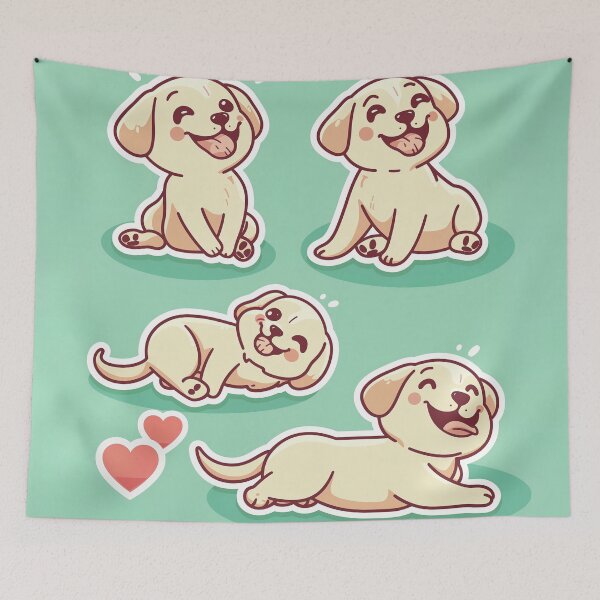 Item preview, Happy Kawaii Labradors in Action designed and sold by Arthoughts.