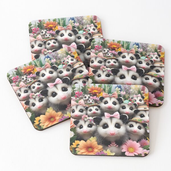 Item preview, Cutie Level 100 – Opossum Group with Pink Bows and Flowers designed and sold by EmeraldeaArt.