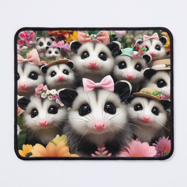 Item preview, Cutie Level 100 – Opossum Group with Pink Bows and Flowers designed and sold by EmeraldeaArt.
