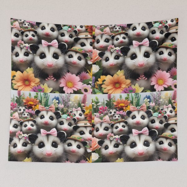 Item preview, Cutie Level 100 – Opossum Group with Pink Bows and Flowers designed and sold by EmeraldeaArt.