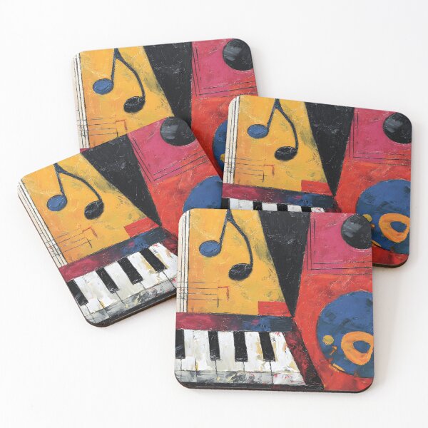 Item preview, Bold Abstract Piano Keyboard with Musical Notes in Vibrant Colors - Dynamic Composition designed and sold by OlfactoART Studio.