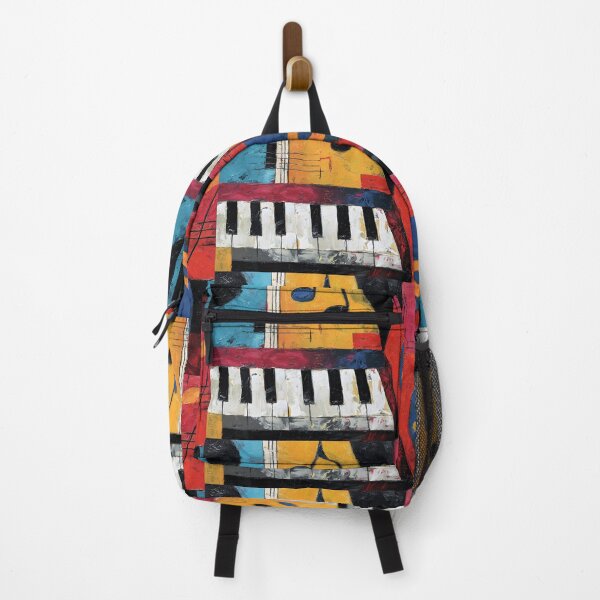 Item preview, Bold Abstract Piano Keyboard with Musical Notes in Vibrant Colors - Dynamic Composition designed and sold by OlfactoART Studio.