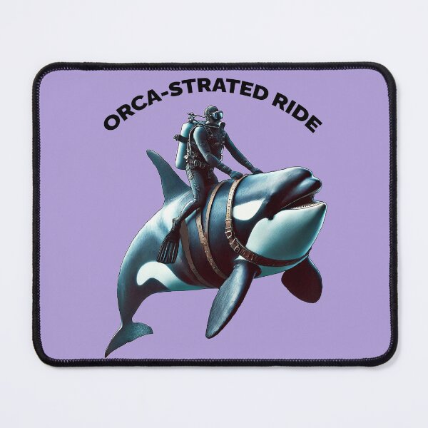 Item preview, Vintage SCUBA Diving Diver Riding on the Back of a Killer Whale URM designed and sold by urmaddad.