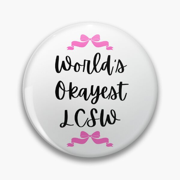 Item preview, World's Okayest LCSW Girly Pink Bow Design. Great gift for therapists, grads, counselors, social workers, mental health workers, supervisors. designed and sold by brodidudie.