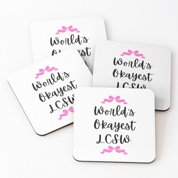 Item preview, World's Okayest LCSW Girly Pink Bow Design. Great gift for therapists, grads, counselors, social workers, mental health workers, supervisors. designed and sold by brodidudie.