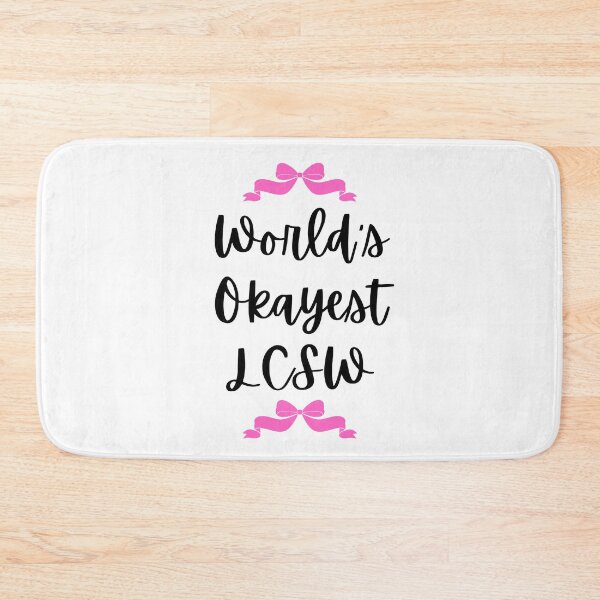 Item preview, World's Okayest LCSW Girly Pink Bow Design. Great gift for therapists, grads, counselors, social workers, mental health workers, supervisors. designed and sold by brodidudie.