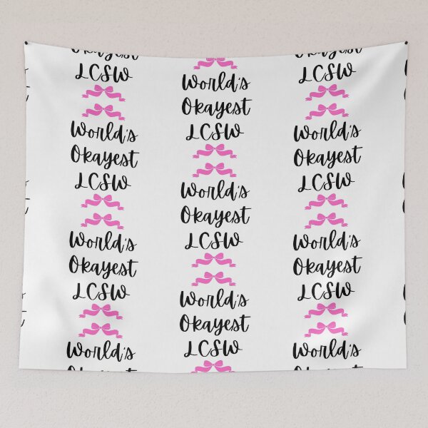 Item preview, World's Okayest LCSW Girly Pink Bow Design. Great gift for therapists, grads, counselors, social workers, mental health workers, supervisors. designed and sold by brodidudie.