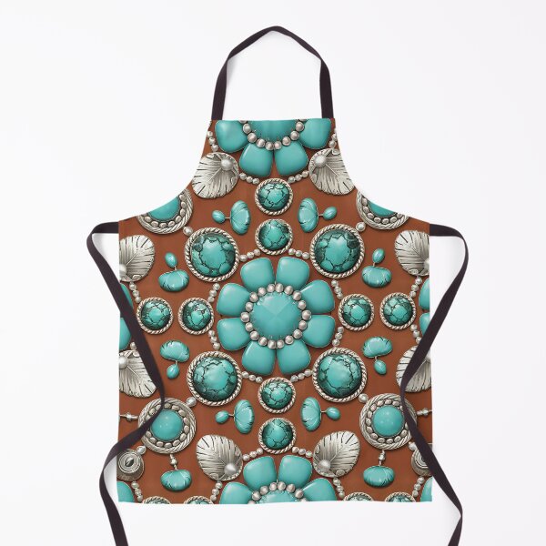 Item preview, Rustic Turquoise and Silver Concho Pattern – Western Cowgirl Leather Aesthetic for Apparel & Accessories designed and sold by CoastalEmp.