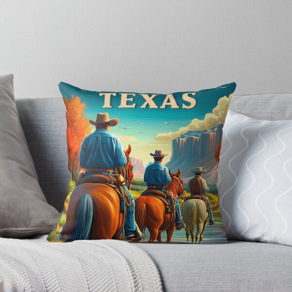 Item preview, Texas Travel poster of a Cowboys Riding Along a Scenic Texas Stream designed and sold by Artessie.