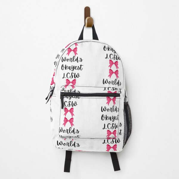 Item preview,  World's Okayest LCSW Girly Girlboss Pink Bow Design. Great gift for therapists, grads, counselors, social workers, mental health workers, supervisors. designed and sold by brodidudie.