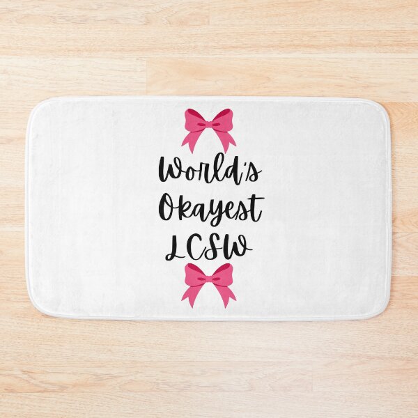 Item preview,  World's Okayest LCSW Girly Girlboss Pink Bow Design. Great gift for therapists, grads, counselors, social workers, mental health workers, supervisors. designed and sold by brodidudie.