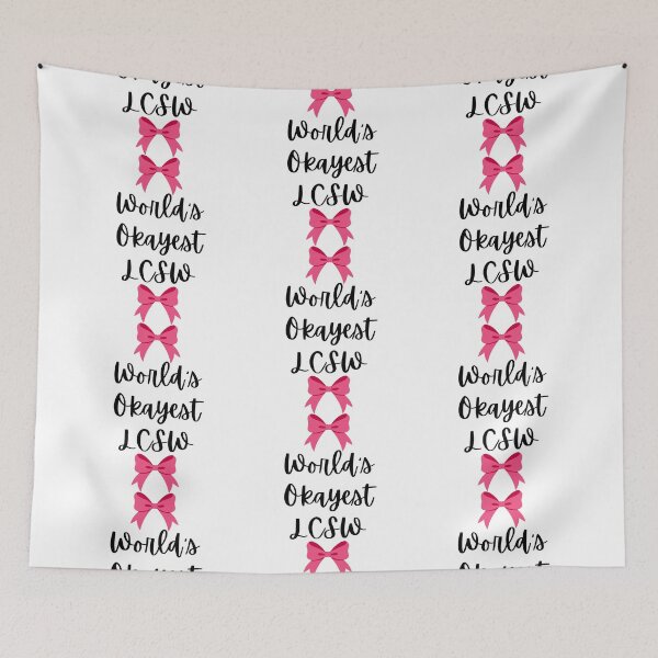 Item preview,  World's Okayest LCSW Girly Girlboss Pink Bow Design. Great gift for therapists, grads, counselors, social workers, mental health workers, supervisors. designed and sold by brodidudie.