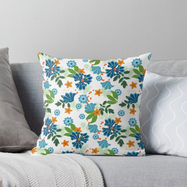Item preview, Blue and Orange Floral Seamless Repeat designed and sold by Sharon Schwalbe.