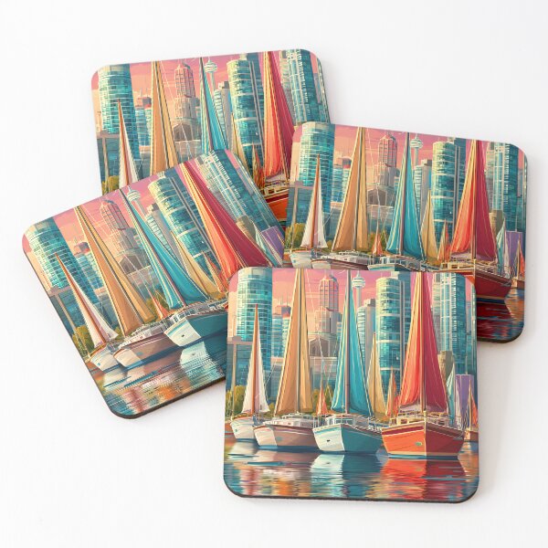 Item preview, Travel poster of a Colorful Sailboats in Toronto's Urban Waterfront designed and sold by Artessie.