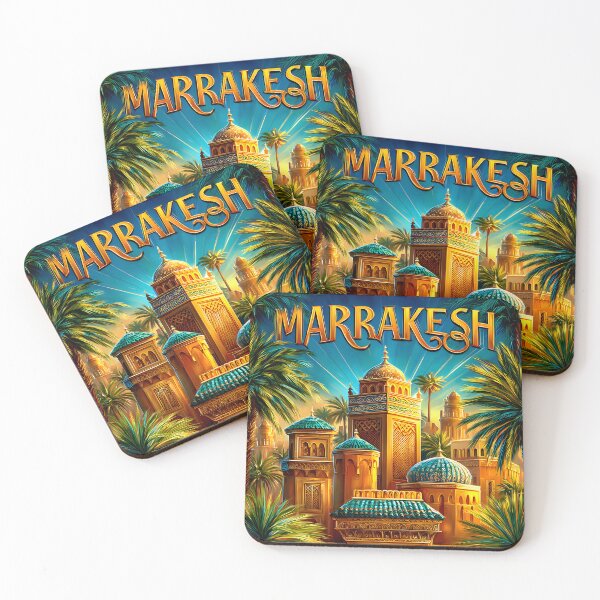 Item preview, Travel poster of a Vibrant Moroccan Architecture in Marrakech at Sunset designed and sold by Artessie.