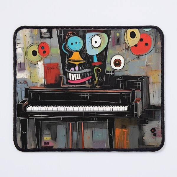 Item preview, Playful Piano Dream - Whimsical Abstract Art with Smiling Faces and Colorful Musical Shapes designed and sold by OlfactoART Studio.