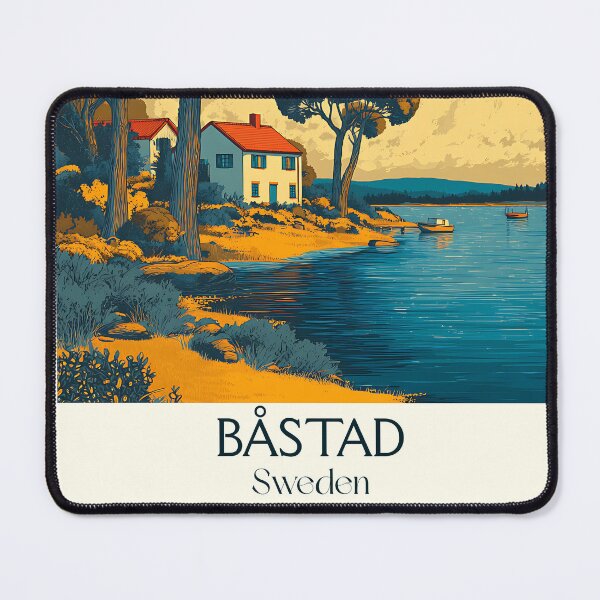 Item preview, Båstad Sweden Vintage Travel Poster | Retro Scandinavian Coastal Town Art designed and sold by TuncGK.