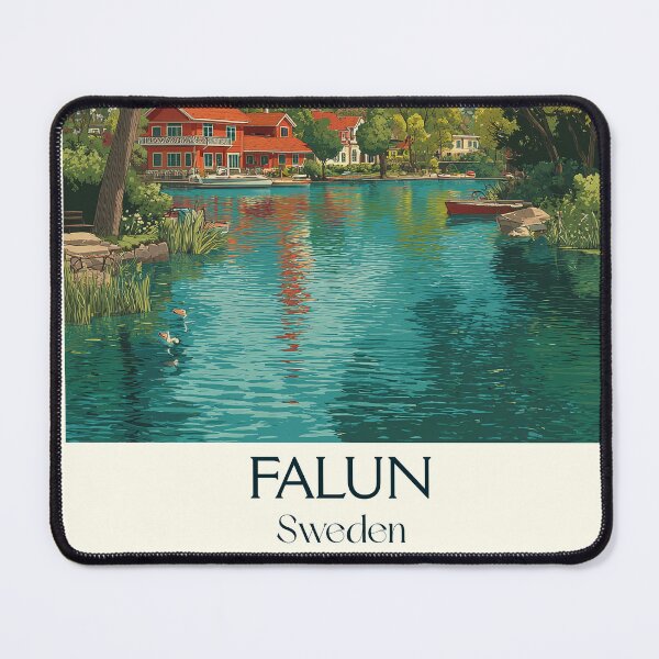 Item preview, Falun Sweden Vintage Travel Poster | Dalarna Retro Town Art Print designed and sold by TuncGK.