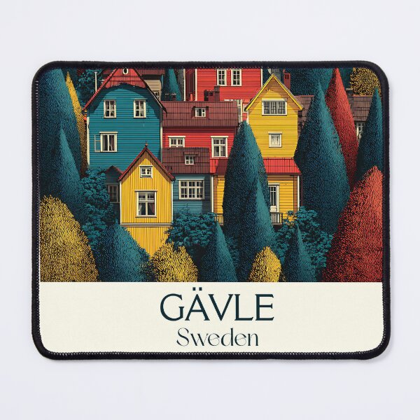 Item preview, Gävle Sweden Vintage Travel Poster | Colorful Scandinavian Cityscape Art designed and sold by TuncGK.