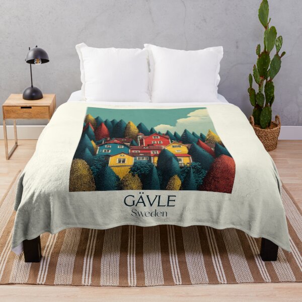 Item preview, Gävle Sweden Vintage Travel Poster | Colorful Scandinavian Cityscape Art designed and sold by TuncGK.