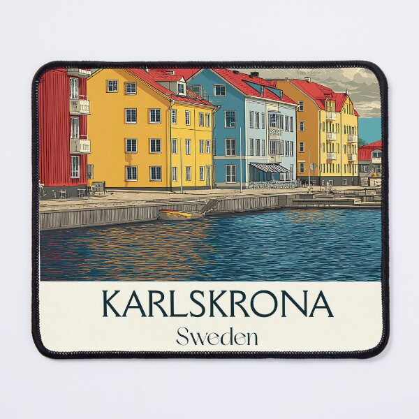 Item preview, Karlskrona Sweden Vintage Travel Poster | Naval City Lighthouse Retro Art designed and sold by TuncGK.