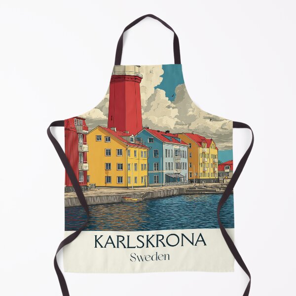 Item preview, Karlskrona Sweden Vintage Travel Poster | Naval City Lighthouse Retro Art designed and sold by TuncGK.