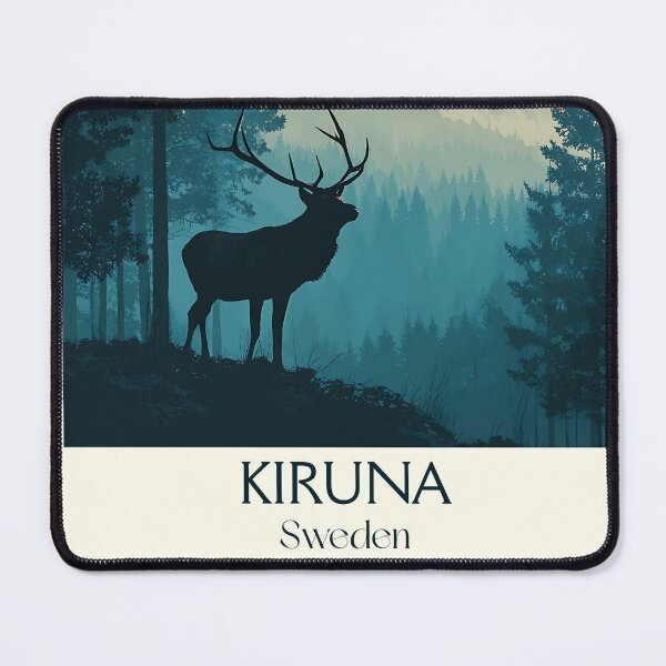 Item preview, Kiruna Sweden Vintage Travel Poster | Reindeer & Mountains Retro Art designed and sold by TuncGK.
