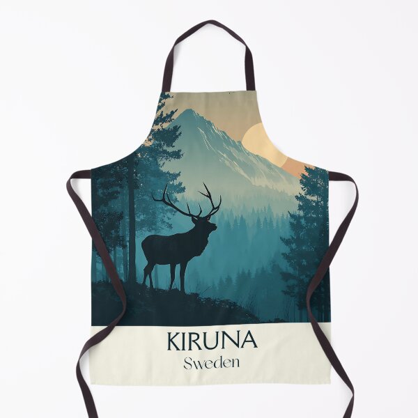 Item preview, Kiruna Sweden Vintage Travel Poster | Reindeer & Mountains Retro Art designed and sold by TuncGK.