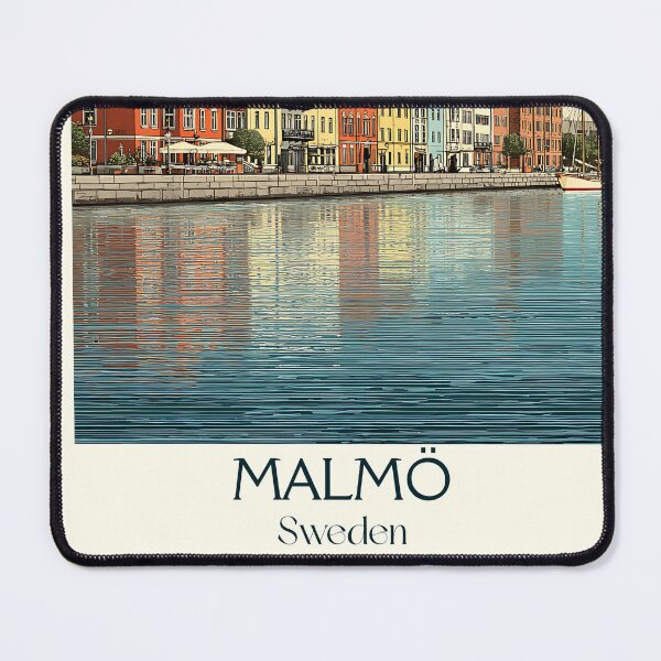 Item preview, Malmö Sweden Vintage Travel Poster | Modern Waterfront Retro Art designed and sold by TuncGK.