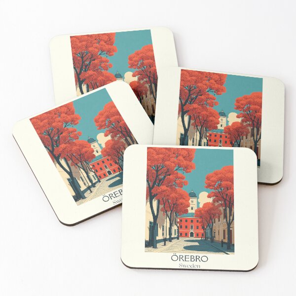 Item preview, Örebro Sweden Vintage Travel Poster | Castle and Autumn Trees Retro Art designed and sold by TuncGK.