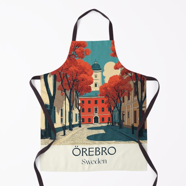 Item preview, Örebro Sweden Vintage Travel Poster | Castle and Autumn Trees Retro Art designed and sold by TuncGK.