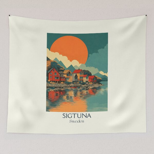 Item preview, Sigtuna Sweden Vintage Travel Poster | Oldest Town in Sweden Retro Art designed and sold by TuncGK.